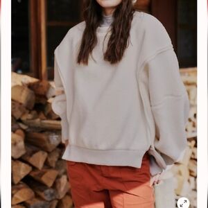 NWT FREE PEOPLE We The Free Cozy Camden Sherpa Ivory Oversized Sweatshirt